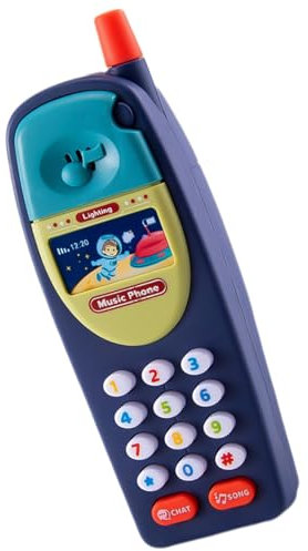 Teksome Téléphone Jouet pour Tout-Petits, Jouet téléphonique, Lecteur de Musique Faux téléphone pour, Son et lumière apaisants, Téléphone Portable Amusant pour l'éducation précoce des, pour garçons