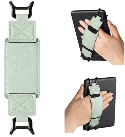 CoBak Secure Hand Strap for Kindle and Tablets - Versatile and Lightweight Finger Grip Holder for 6-7.5 Kindle/Kobo/Voyaga/Lenovo/Sony E-Book Tablet - High Elasticity, Matcha Green