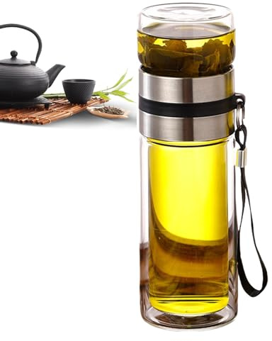 Nuyhgtr Bouteille D'infuseur De Thé En Verre, Tasse De Voyage Étanche, Tasse De Thé À Double Paroi, Bouteille D'infuseur De Thé Portable, Bouteille De Thé De Séparation D'eau, Tasse De Voyage D'infuse