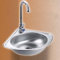 QSPNVFB Dreieck Edelstahlspüle Eck-Waschbecken, Wandmontage Spültisch 34cm Kleine Ausgussbecken Küchenspüle Spülbecken Für Badezimmer Restaurant Bar(with Faucet)