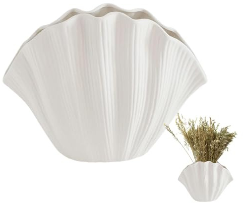 Teksome Muschel-Keramikvase, Muschel-Blumenvase,Einzigartige Vase für Bauernhaus- - Keramikvase, Moderne Kunst, Vasen, Blumentopf, Heimdekoration, Hochzeit, Party, Tischdekoration