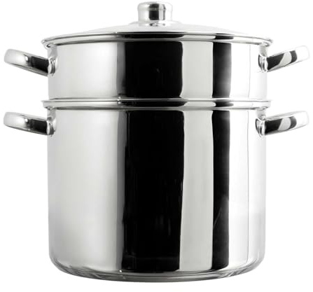 Cook Concept, KC0006, Metal Couscous Maker with Glass Lid, Capacity 8L, Compatible with All Cookers, Optimal Cooking, Functional Design, Perfect for Various Dishes, Silver 8L Silver