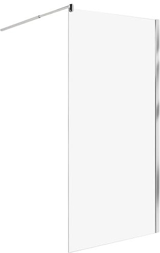 Mampara de ducha de vidrio templado sin puerta plateado 100 x 190 cm Ahaus