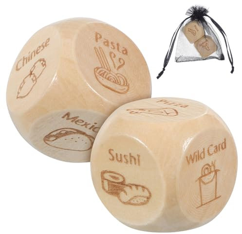 FELTECHELECTR 2stücke Essenswürfel Aus Holz Zur Schnellen Mahlzeitentscheidung Kompaktes Entscheidungsspiel Für Unterwegs