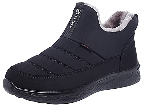 Generisch Stivali invernali caldi impermeabili alti in velluto neve con fondo piatto stivali da uomo impermeabili per l'estate, Nero , 40 EU