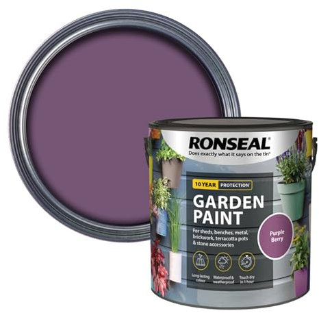 AOC24 Garden Fence Paint 2.5l – Multi-Surface Exterior Paint for Wood, Brick, Metal, Stone & Terracotta – Waterproof, Resists Fading, Matt Finish for Sheds, Fences, Garden Furniture Purple Berry