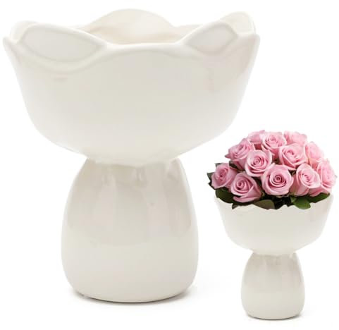 Keramik Vase,Vasen für Blumen,Keramik Vase,Vasen für Pampasgras,Blumenvase Keramik für Moderne Home Decor,Vase Aesthetic für Home Wohnzimmer Esstisch Bauernhaus Büro Dekor (Weiß)