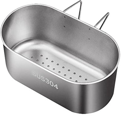 Stainless Steel Drain Basket, Kitchen Sink Drain Basket Storage Rack Strainer for Vegetables, Fruits, Kitchen Waste(Sliver)