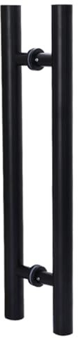 HDEYRSX 1 Paar Schiebetürgriff im Scheunenstil,Edelstahl Runder Duschtürgriff,Duschkabinen-Griffe,Beidseitig Dusche Türknopf Griff für Glas-,Holztür (Lochabstand 360mm,Schwarz)