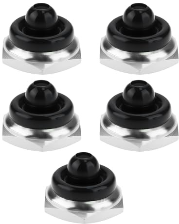 OTOTEC 5 Stück Kippschalter Sechskant-Staubschutzkappe Vernickelte Dichtungsabdeckung Durchmesser 17x11mm Öffnung 12 mm Passend für Schalter