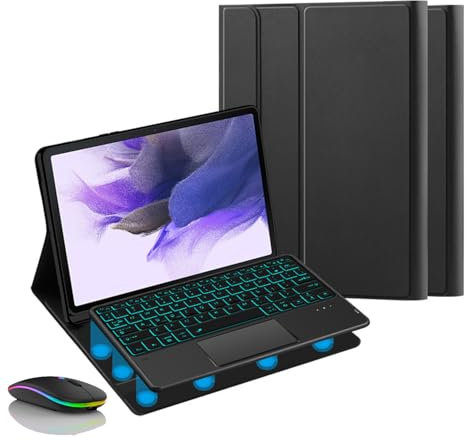 FAYGAOAI Funda con Teclado para Samsung Galaxy Tab A8 10.5'' 2022, Contiene Ñ, Retroiluminación 7 Colores, Teclado Inalámbrico Magnético Desmontable con Soporte para S Pen