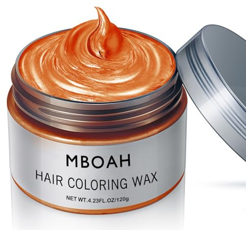 Temporäre Haarfarbe Wachs, Styling Haartone für Männer Frauen, Natürliche Frisur Pomade, Haarfärbemittel Wachs für Party, Cosplay & Halloween 120g (Orange, 120g)