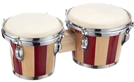 Bongo Drum - Handtrommel aus Holz für Kinder und Erwachsene, natürliche Ton-Skins mit professionellem Sound, leichtes, tragbares Design, perfekt für Anfänger, Musikunterricht, Zuhause, Band, Spielen