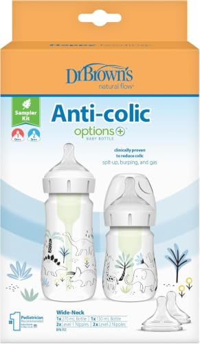 Dr. Brown's Anti-Colic Options+ Wide-Neck Baby Bottle Sampler Kit