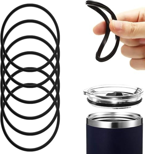 5Pcs Black Universal Silicone Lid Seals for 16oz and 20oz Travel Mugs, Replacement Gaskets for Coffee Cups, Water Bottles and Drinkware Lids