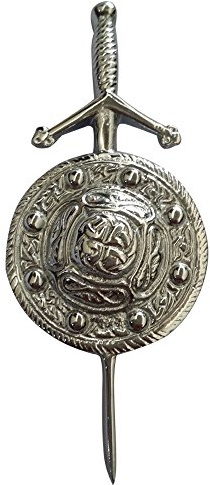 Épingles à kilt pour homme – Finition argent 10 cm – Nœud celtique en tourbillon – Broche et broche pour femme en laiton massif traditionnel écossais