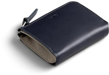 Bellroy L-Pocket, Minimalistische Brieftasche mit Reißverschluss - Navy | Minimalistische Leder-Brieftasche mit Reißverschluss für Karten, Münzen und Schlüssel
