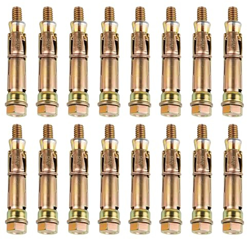 Okeno Select 16 Pcs Concrete Anchor Bolts, M8x65mm Heavy Duty Wall Anchor Expansion Bolts, Shield Concrete Screws, Masonry Anchors for Brick Masonry Wall Fixings Heavy Duty Plugs