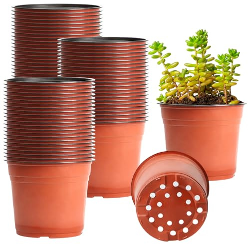Foreverup 100PCS Plastic Plant Pots, 10CM Nursery Seedlings Pots, Flower Plant Container for Seeds Growing Seedlings Flowers Vegetable Succulent Herbs Cuttings Transplanting