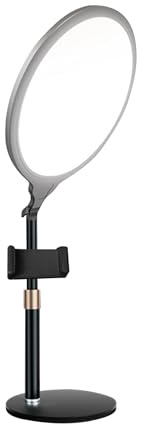 Desk Ring Light - Illumination Tool for Clear Visual Presence | Aluminum Alloy with Touch Control Brightness Adjustment Phone Mount Streaming Lighting Solution for Calls Recording Beauty Workspaces