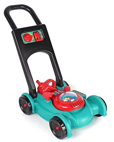 TikTakToo Tosaerba giocattolo con suono – giocattolo tosaerba a spingere con rumore del motore, leva mobile e sfere colorate – giocattolo da giardino per bambini dai 3 anni in su