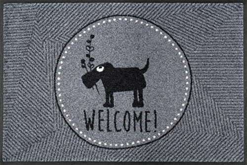 wash+dry Fußmatte, Herr Just- Welcome! 50x75 cm, innen und außen, waschbar, Grau