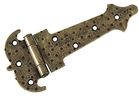 Amig - Charnière renforcée de 2 pelles Mod. 554 en acier avec finition cuir de style forgé pour portes abattantes lisses d'entrée et de passage extérieures et intérieures, et armes - 250 x 111 x 2 mm.