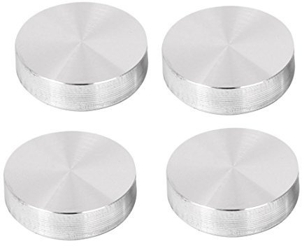 sourcing map Metrisch M6-1.0 x 30mm Durchmesser für Glas Tischplatte Adapter Rund Aluminium Scheibe Silber 4 Stück