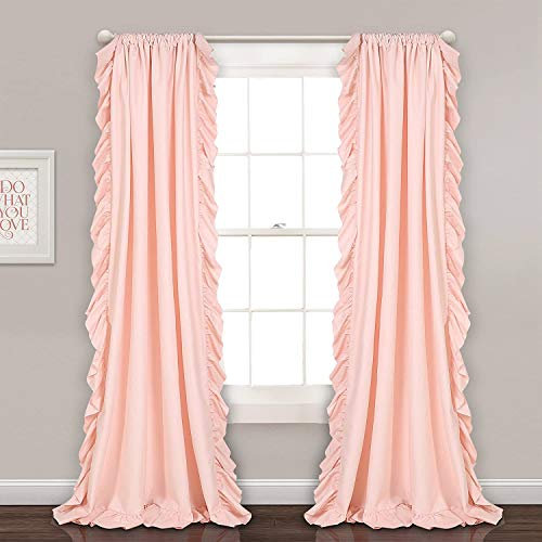 Lush Decor Reyna Rüschen-Fenstervorhang-Set, für Wohnzimmer, Esszimmer, Schlafzimmer, 137,2 x 213,4 cm (B x L), Blush Pink
