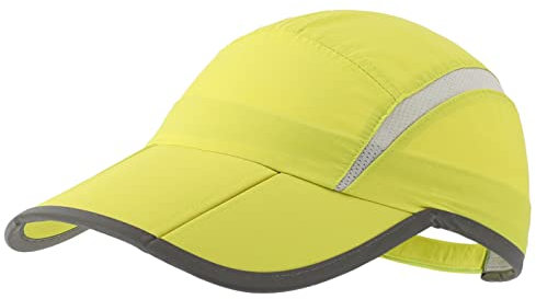 Magracy Unisex Schnell trocknende Sportmütze Sommer Faltbare Laufmütze mit reflektierendem Krempe Outdoor atmungsaktivem Netz-Hut, Lichtgrün
