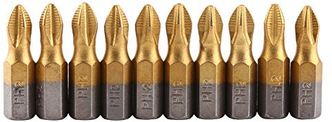 10PCS Esagonale Cacciaviti Magnetici Set, Punte per Cacciavite a Percussione 1/4 Codolo Esagonale 25 mm Lunghezza PH2