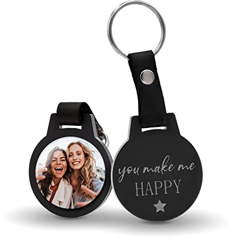 CHRISCK design Personalisierter Schlüsselanhänger mit Gravur und Foto | Geschenkidee zum Vatertag Muttertag | kratzfester Fotodruck! Ideal als Geschenk für Männer Frauen Mama und Papa