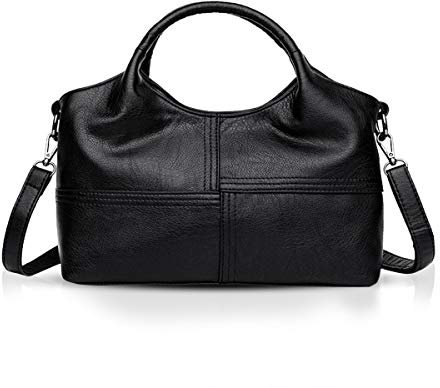 NICOLE & DORIS Damen handtaschen Mode Schultertaschen für Dame Henkeltaschen über der Schulter Umhängetasche Taschen für Frauen aus weichem PU-Leder Schwarz