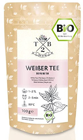 Bio Weißer Tee – Pai Mu Tan Tee lose. 100 g – weich, duftig und aromatisch. (ca. 40 Tassen), T2B