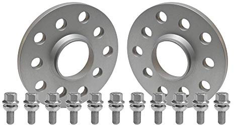 SCC Fahrzeugtechnik Distanzscheiben Set 40mm (2x20mm) Silber eloxiert mit Radschrauben M14x1,5 Kugel R13 47mm für Audi/Seat/Skoda/VW