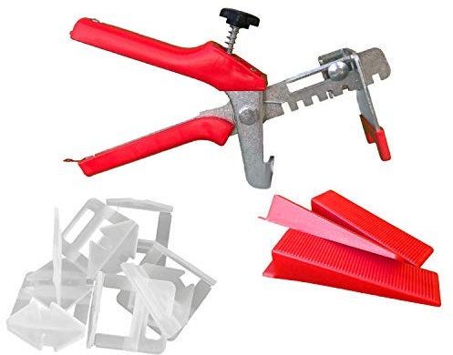 500 Zuglaschen 200 Keile + 1 Zange 2,5mm - KACHEL GOTT® Fliesen Nivelliersystem Set - Fugenbreite wählbar 1mm bis 3mm - Zange Keile Zuglaschen für Fliesenstärke 3-12 mm(SET Semi-Pro 2,5mm)