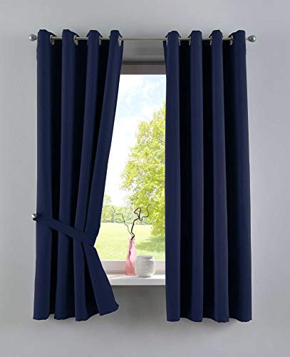 Gardinenbox Vorhänge Blickdicht »Newyork« Blau HxB 160x140 cm 2er-Pack Thermo-Gardinen Verdunkelungsvorhang Blackout Ösen schalldämmend ÖKOTEX UV-Schutz Raffhalter, 201920600-2
