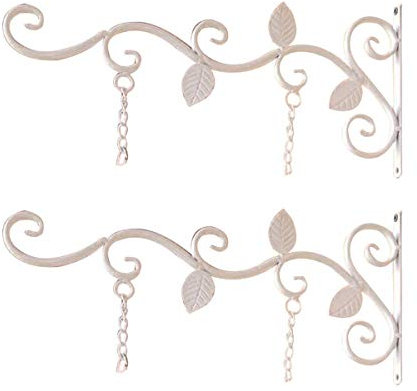 TentHome 2X Blumenhaken Blumenampelhalter Wandhalterung Hängende Pflanzen Halterung Metall Haken für Blumenampeln Blumentop Windspiele Laternen, Balkon/Garten Deko mit Schrauben und Dübeln Weiß