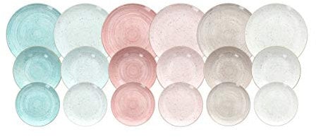 Tognana Pepper Bamboo Tellerservice für 6 Personen, 18 Stück, Porzellan, mehrfarbig
