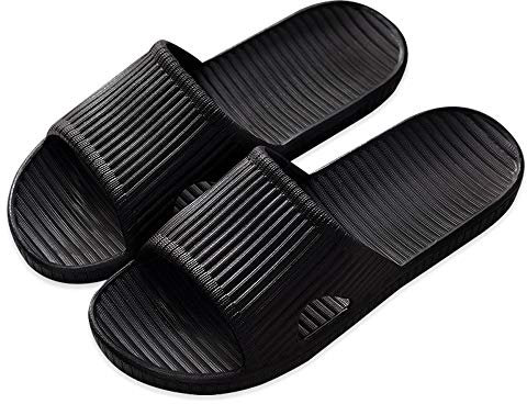 JIJIe Shower slipper, Slippers for Women bathroom or indoor use, anti-slip (Black UK7.5/8.5, EU42/43)