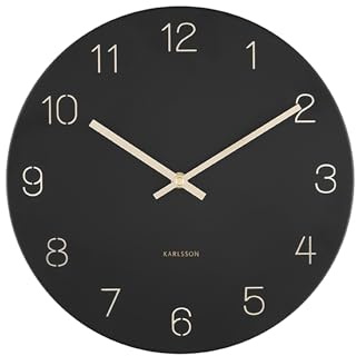 Karlsson Wanduhr Charm - Schwarz - Ø30cm | Rund - skandinavisch - Stahl - Wanduhr Modern Wohnzimmer - Wanduhren