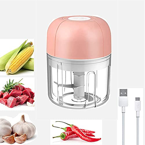 BoYeeBo Mini hachoir à ail électrique, sans fil, rechargeable, mini robot de cuisine portable pour légumes, gingembre, ail, oignon, épices, chili, nourriture pour bébé (rose)