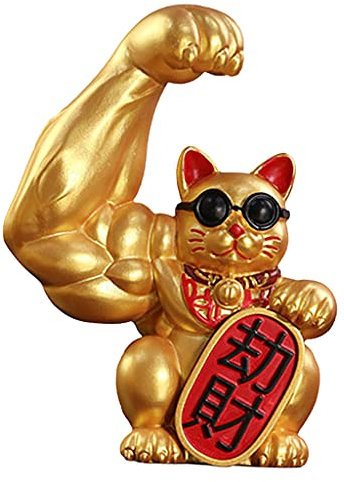 LOVIVER Gold Winkekatze, China Deko Glücksbringer Glückskatze Maneki Neko Lucky Cat Figur Sammlerfiguren Ornament für Wohnkultur Auto Laden Geschäfte Hotel - Richtiger Raub