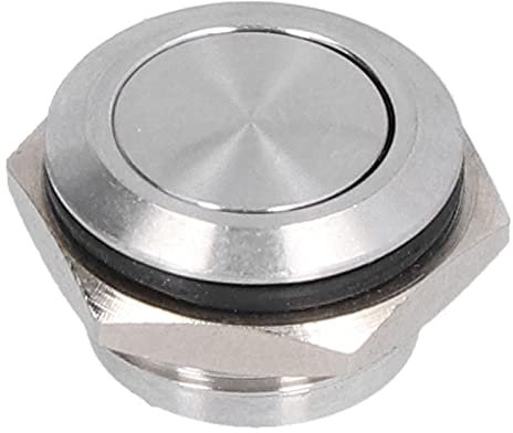 Flacher Knopfschalter, 5-teiliger Edelstahl-Druckknopfschalter, Wasserdichte Schraubklemmen Stromversorgungszubehör 0‑220V(16mm), Steuerschalter