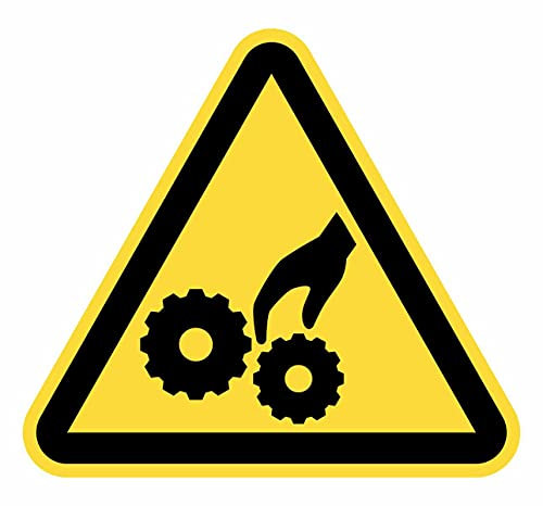 Señal Adhesiva Advertencia Riesgo de Atrapamiento 12 uds de 7 cm Pegatina Triangulo Amarillo Señalización Peligro (7 cm, Atrapamiento)