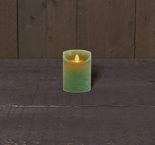 KARZE JADE GRÜNE WAX RUSTIK BEWEGENDE Flamme 7,5X10CM3XAAA/TIMER