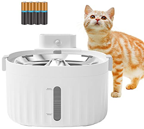 TIERISCH SMART ® Katzenbrunnen kabellos Trinkbrunnen mit Bewegungsmelder Batteriebetrieb oder USB-Kabel