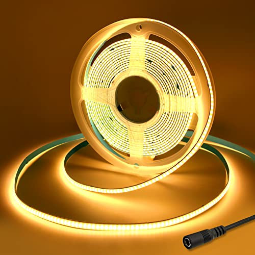 Yamlten DC 0.5m 12V COB LED Streifen,3000k Warmweiss,ip20 Nicht wasserdicht 320LEDs LED Strip,flexibles LED Band für TV Hintergrundbeleuchtung,Schrank,Schlafzimmer.(Stromversorgung schließt aus)