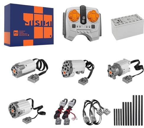 MISINI 22-teiliges Technology Power Functions Set, inkl. 1XL/1L/1M/1 Servomotor (RC & APP, inkl. Querachse), Batteriebox für Fernbedienung, Verlängerungskabel, Lichtkabel