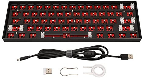 Lazmin112 DIY Mechanisches Tastatur-Kit, 61 Tasten 2,4 G BT 3.0 5.0 Kabelgebundener Tastaturschalter Hot Swap Double Layer Thick PCB Panel Type C Modular Gaming Keyboard mit RGB(Schwarz)